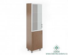 Шкаф узкий высокий со стеклом в алюм. раме (без топа) "Турин"